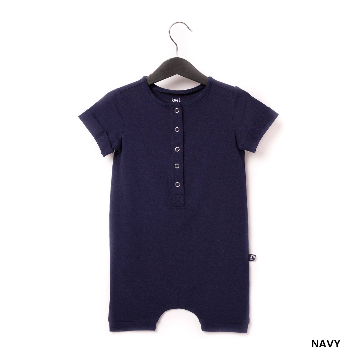 Short Sleeve Henley Short Essentials Rag Romper - 'Rag in Neutral Colors'