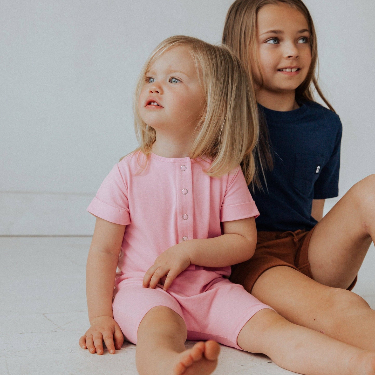 Short Sleeve Henley Short Essentials Rag Romper - 'Rag in Neutral Colors'