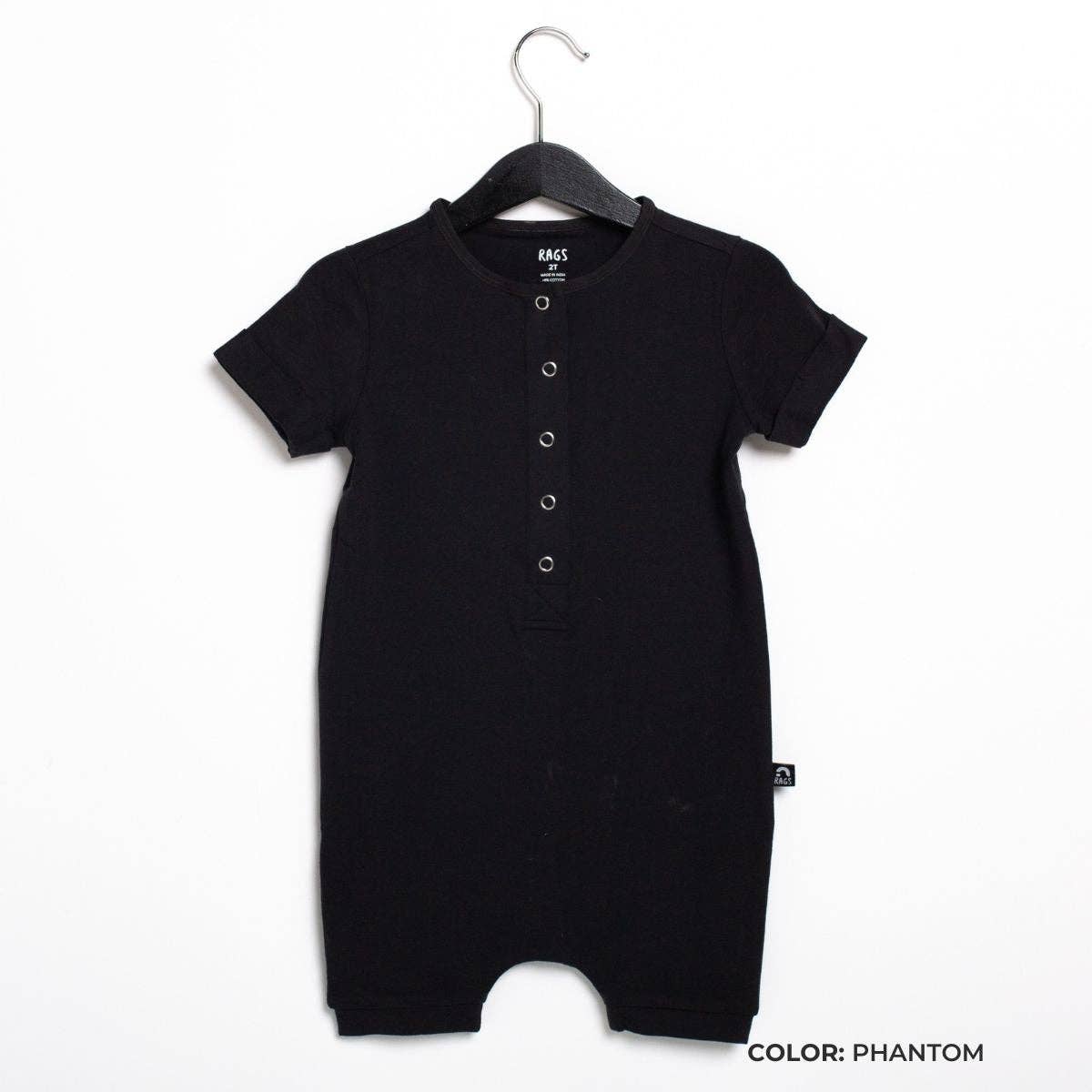 Short Sleeve Henley Short Essentials Rag Romper - 'Rag in Neutral Colors'