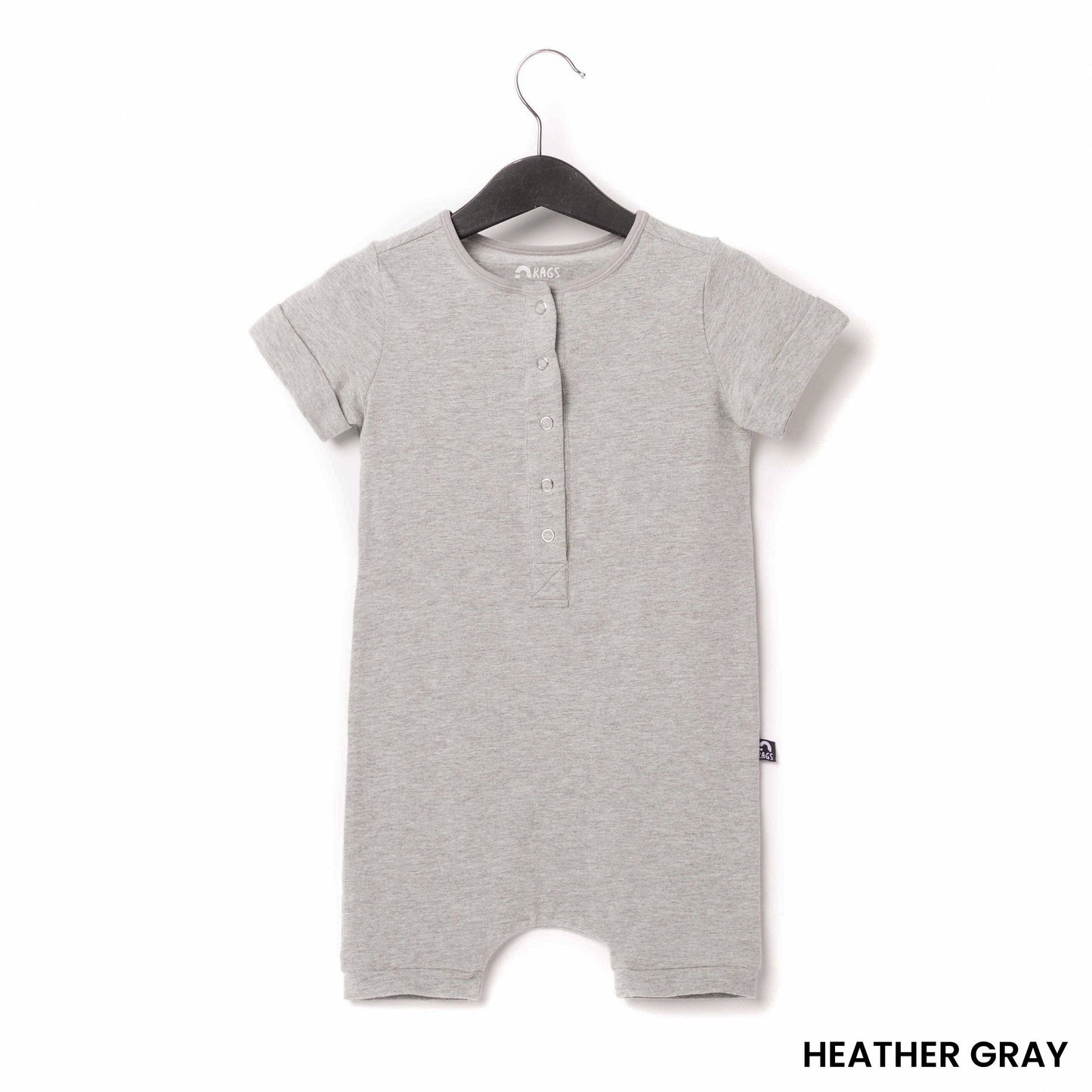 Short Sleeve Henley Short Essentials Rag Romper - 'Rag in Neutral Colors'