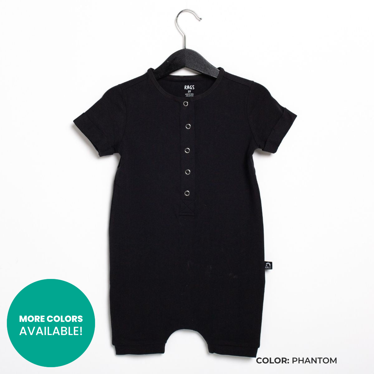 Short Sleeve Henley Short Essentials Rag Romper - 'Rag in Neutral Colors'